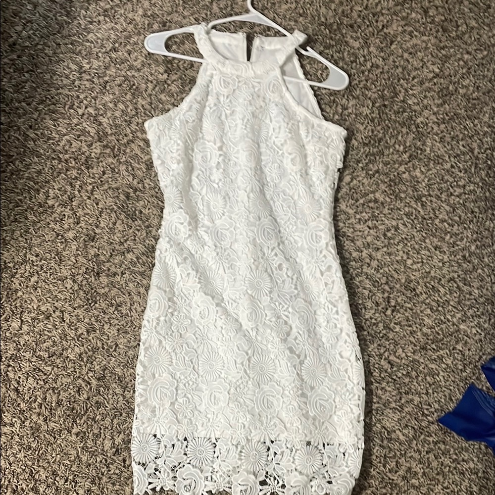SHEIN White Halter Sheath Midi Dress
